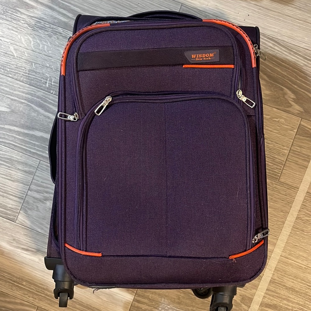 Purple carry on suitcase soft shell